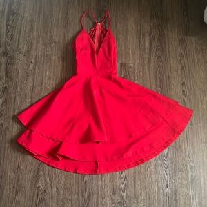 Red Lace-Back HOCO Dress